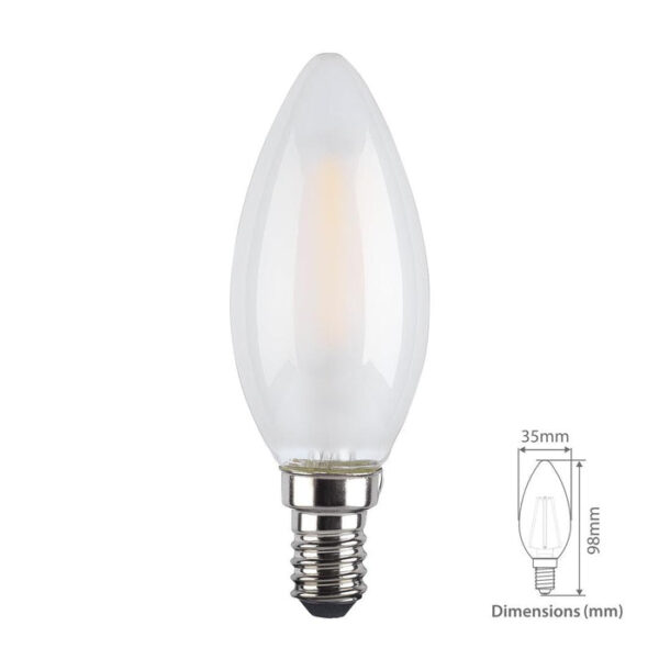 Tronic 4 Watts Candle Frosted Filament Led Warm White E14 (Small Screw) Bulb