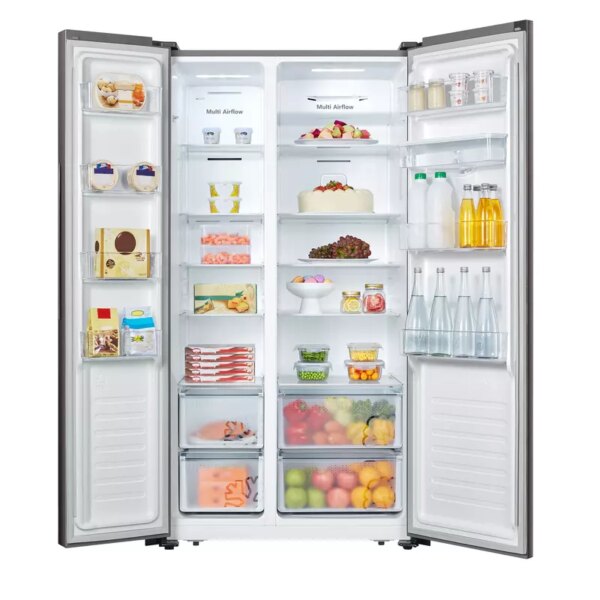 Hisense White And Khaki Glass Side By Side Fridge 508L H670Sdk-Wd