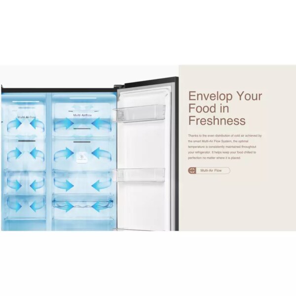 Hisense Side By Side Fridge Blue &Amp; White Glass 508L H670Sdbl-Wd
