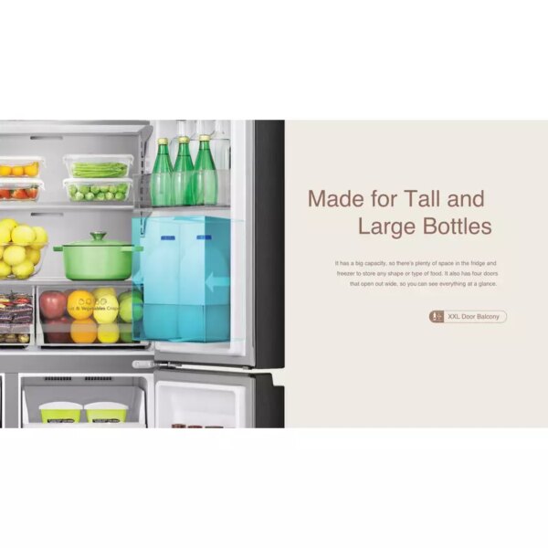 Hisense Side By Side Fridge Blue &Amp; White Glass 508L H670Sdbl-Wd