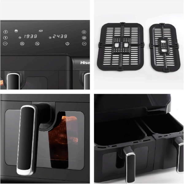 Hisense Dual Air Fryer 8.6L With Led Touch Control Panel, Two Cooking Basket 5.3L &Amp; 3.3L, Black H09Afbk2S5