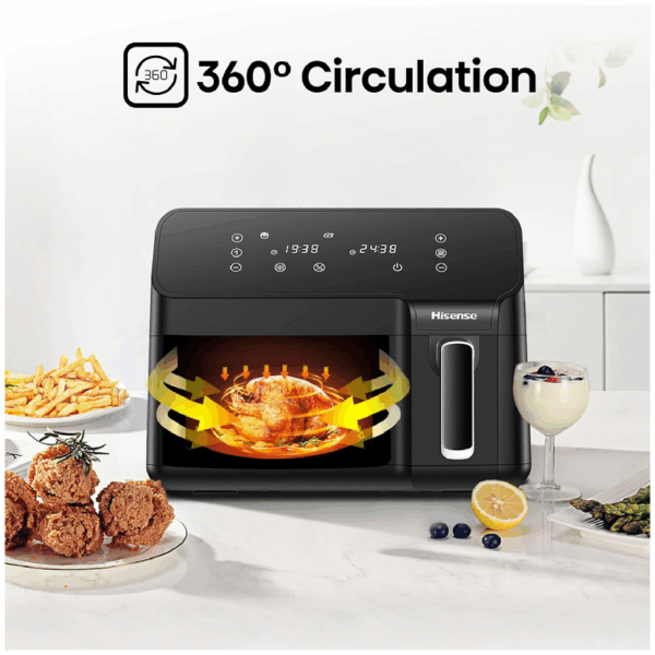 Hisense Dual Air Fryer 8.6L With Led Touch Control Panel, Two Cooking Basket 5.3L &Amp; 3.3L, Black H09Afbk2S5