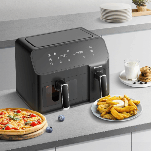 Hisense Dual Air Fryer 8.6L With Led Touch Control Panel, Two Cooking Basket 5.3L &Amp; 3.3L, Black H09Afbk2S5