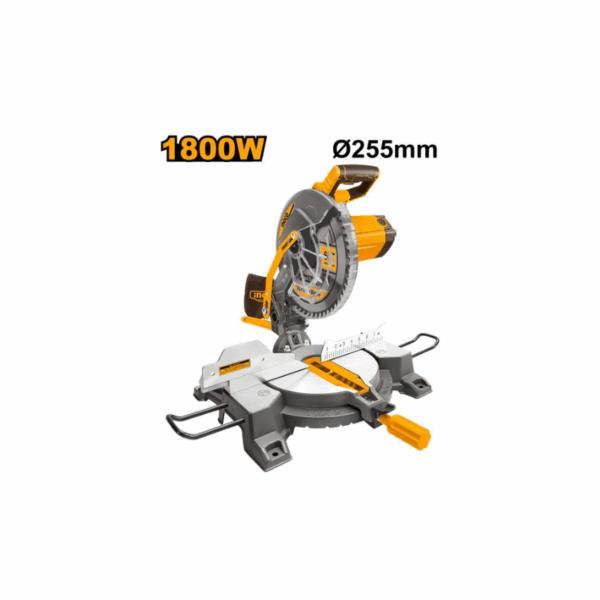 Ingco Mitre Saw 255Mm 1800W With Carbon Brush, Extension Bars, Tct Blade &Amp; Dust Bag Bms18007