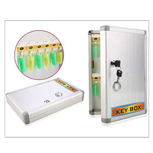 Defelom Key Box Aluminium Cabinet With Key Lock 32 Keys (Keychains Not Included)