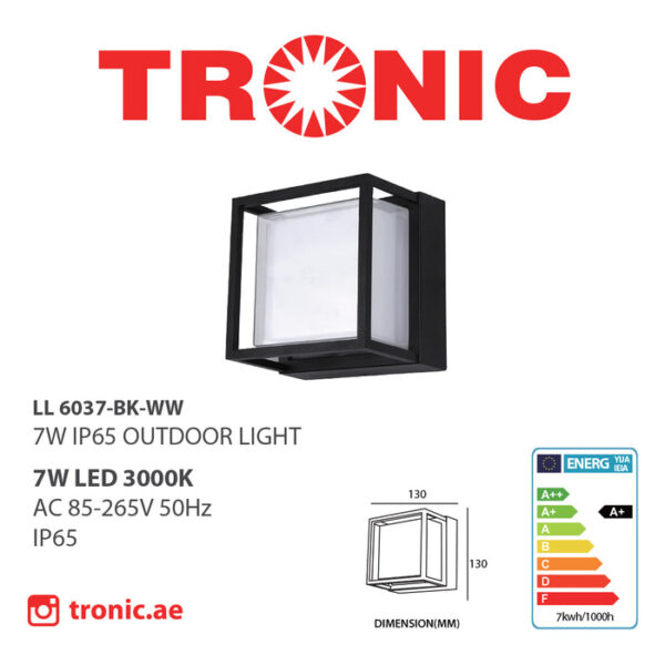 Tronic Black Led Wall Light Square