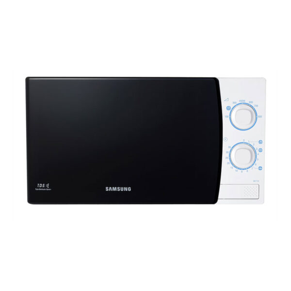 Samsung Microwave Oven 20L 1150W Solo, 7 Power Levels, Manual, Slim Exterior, Push Button, Ceramic Enamel Cavity, White Me711K