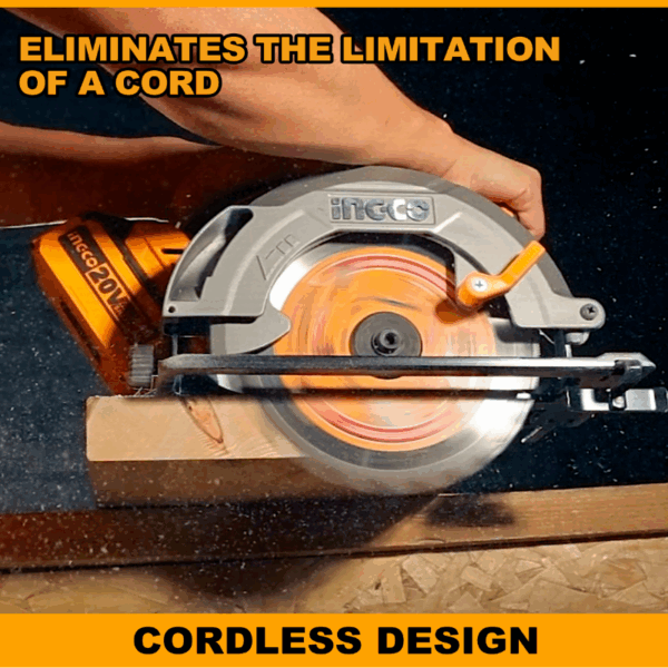 Ingco Cordless Circular Saw 20V With Brushless Motor &Amp; Adjustment Settings Csli18511