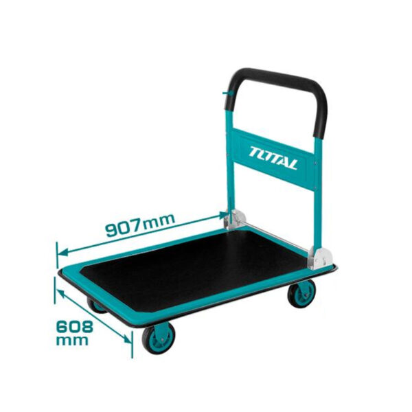 Total Foldable Platform Hand Truck 300Kgs 907X608Mm With Steel Handle, 5&Quot;Pu Wheel, Non-Slip Pvc Mat Ththp13002