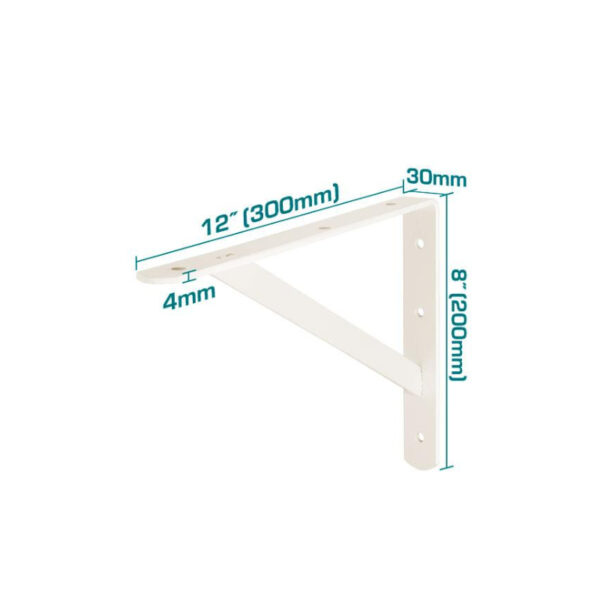 Total Heavy Duty Shelf Bracket 8X12&Quot; With 6 Attachment Points, White Thdsb0812