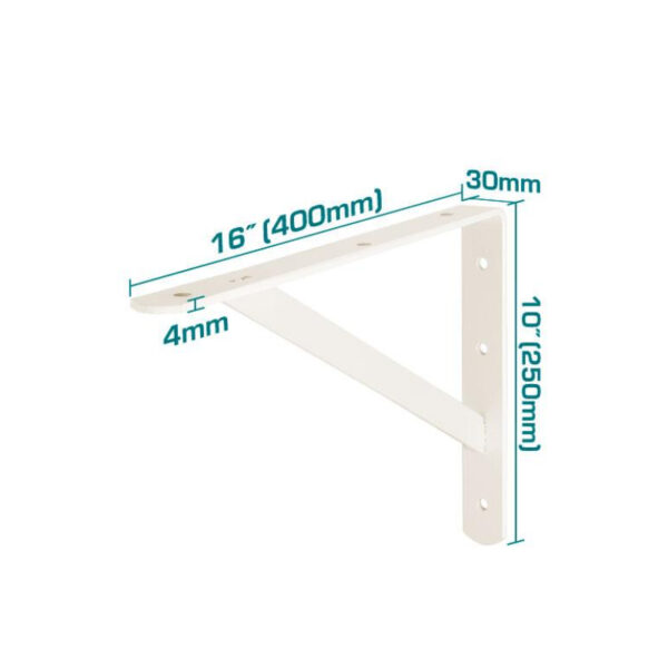 Total Heavy Duty Shelf Bracket 10X16&Quot; With 6 Attachment Points, White Thdsb1016