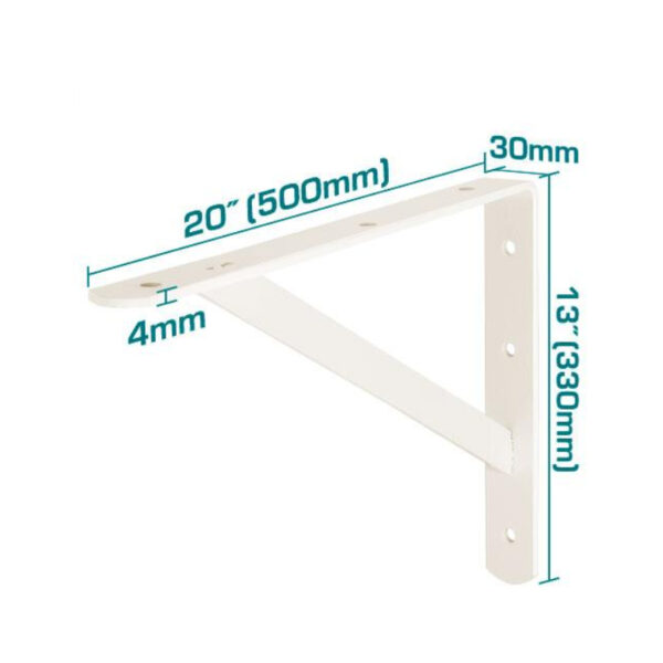 Total Heavy Duty Shelf Bracket 13X20&Quot; With 6 Attachment Points, White Thdsb1320