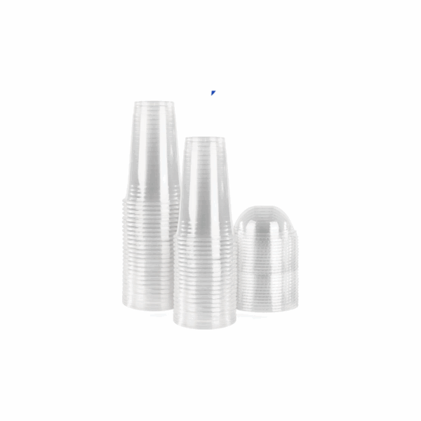 Khaleej Pack Clear Pet Glass 16 Oz With Dome Lid (Pack Of 1000)