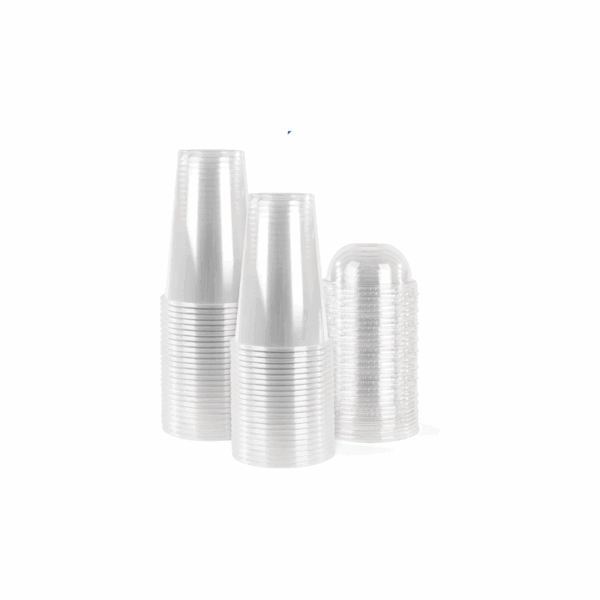 Khaleej Pack Clear Pet Glass 12 Oz With Dome Lid (Pack Of 1000)