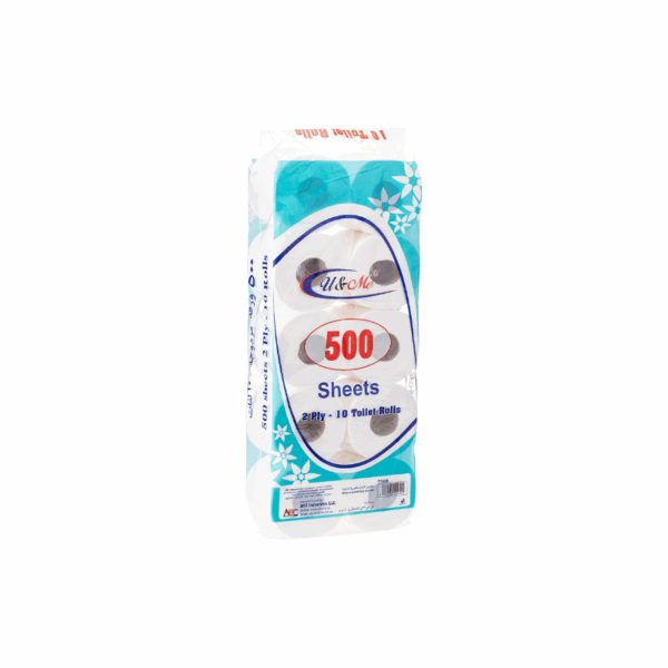 U&Amp;Me Toilet Paper Roll 500 Sheets (Pack Of 10Pcs)
