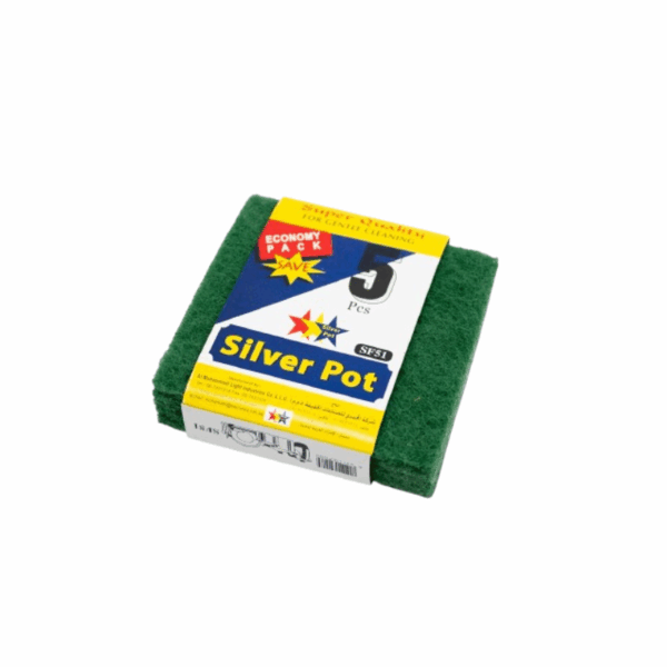 Silver Pot Scouring Pad 130X135Mm Green 5Pcs X 75 Pack (Pack Of 360)