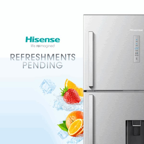 Hisense Refrigerator 535L Double Door, Top Freezer, Water Dispenser, Inox H700Ti-Idl