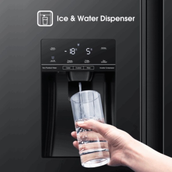 Hisense Refrigerator 535L Side By Side Door, Water Dispenser &Amp; Ice Maker With Inverter Technology H700Smi-Idl