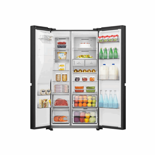 Hisense Refrigerator 601L Side By Side Door, Water &Amp; Ice Dispenser, Black Stainless Steel H780Sb-Idl