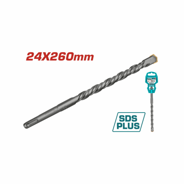 Total Hammer Drill Bit Sds Plus 24 X 260Mm High Quality Cross Head Carbide Tip Chrome Alloy Steel Tac312403
