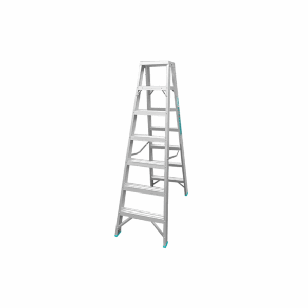 Total Double Sided Folding Ladder Aluminium 2 X 7 Steps, Easily Foldable For Space Saving Storage, Oxidation Thlad01071