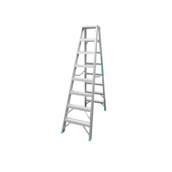 Total Double Sided Folding Ladder Aluminium 2 X 8 Steps, Easily Foldable For Space Saving Storage, Oxidation Thlad01081