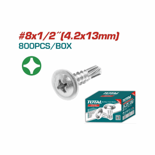 Total Self Drilling Truss Head Screw 8X1/2&Quot; For Phillips Drive, Zinc Plated Finish 800Pcs Thwtd8121