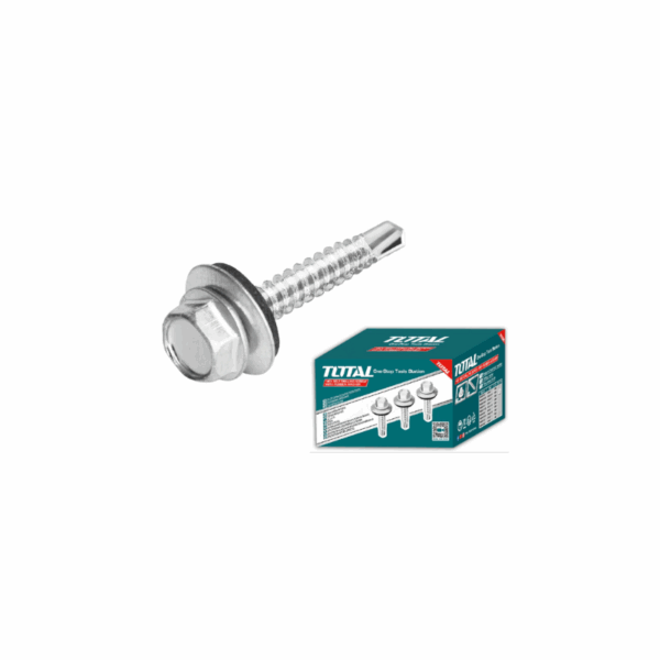 Total Self Drilling Hex Screw With Rubber Washer, Zinc Plated 12X2&Quot; (5.5X50Mm) 230Pcs Thwhd1221