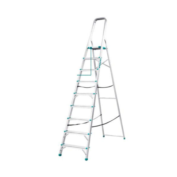 Total Household Ladder With 9 Steps, Aluminium Body Thlad06091