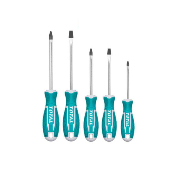 Total 5Pcs Screwdriver Set With New Design Handle, Crv Material, Round Blade Tht2506052