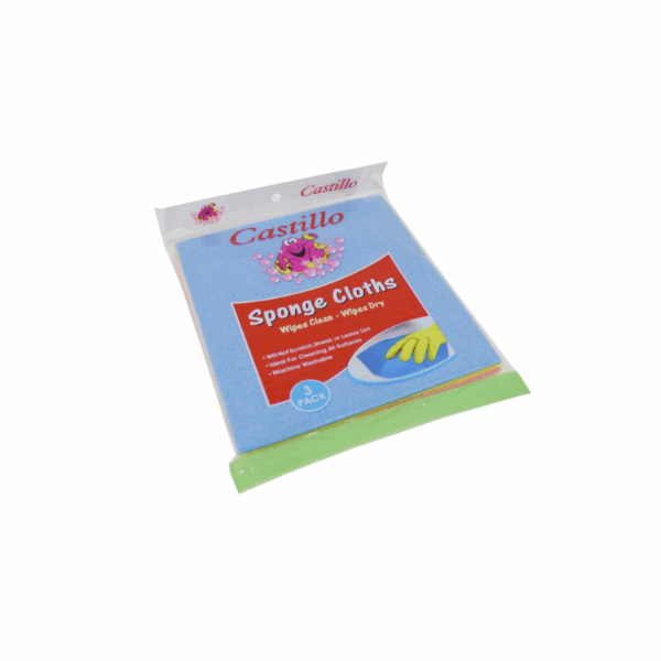 Castillo Heavy Duty Sponge Cloths Red, Yellow &Amp; Blue 20X17Cm (Pack Of 96Pcs)