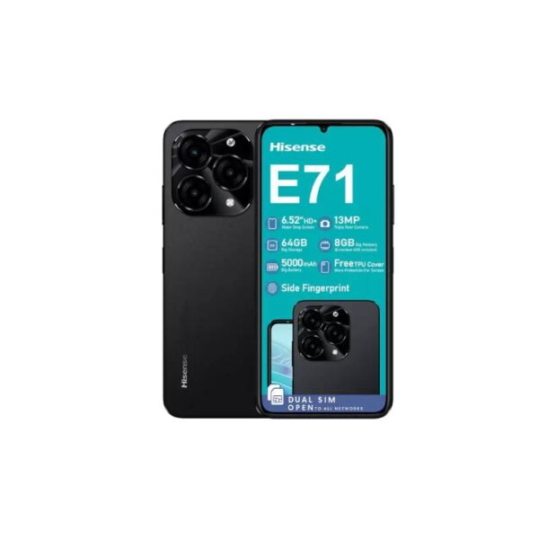 Hisense Mobile Phone E71 Sleek Design 4000Mah 4G Lte, 6.52-Inch Ips Tft Screen,  Resolution: 1600 X 720 Pixels , Supports 10W Charging, Bluetooth 5.0