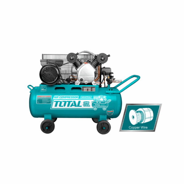 Total Air Compressor 100L With 2 Heads, Copper Wire Motor 3Hp Tc2301006
