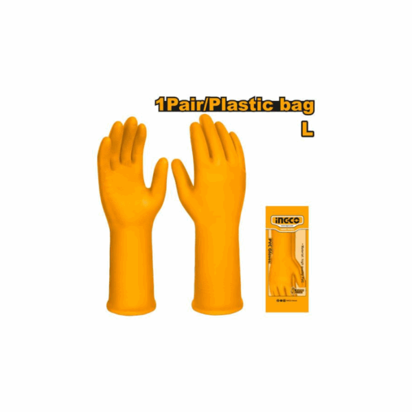 Ingco Pvc Hand Gloves L Size For Cleaning &Amp; Gardening Hgvp01