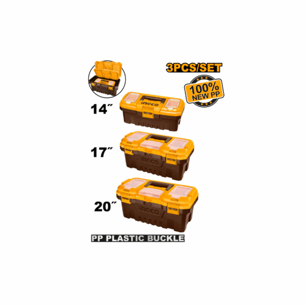 Ingco 3Pcs Plastic Tool Box Set 14&Quot; 17&Quot; 20&Quot; Pbxk0301
