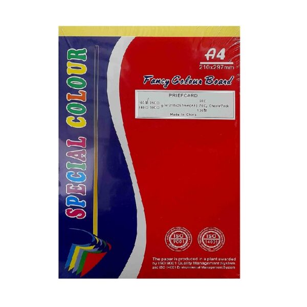Special Colour Manilla Sheet A4 160Gsm 100 Sheets Yellow P06943