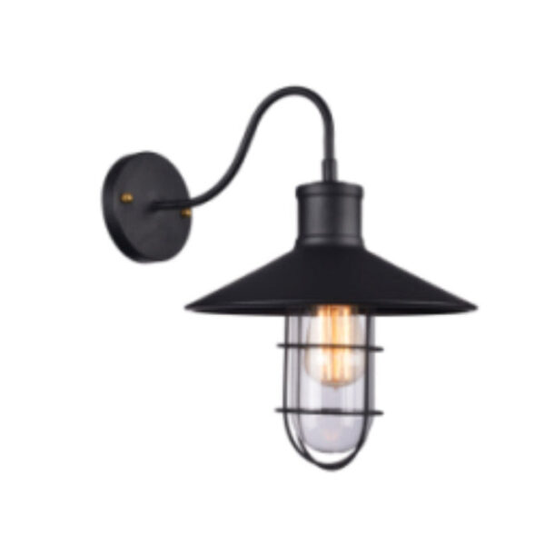 Tronic Black Vintage Wall Light with Black Wire Cage