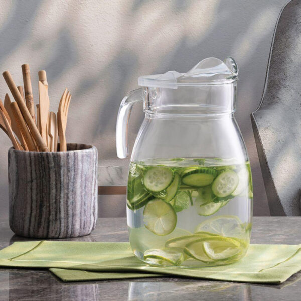 Pasabahce Glass Water Jug With Transparent Lid 2500Ml Dishwasher, Freezer &Amp; Refrigerati...