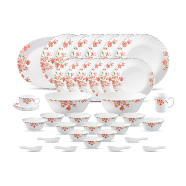 La Opala Dinner Set Aster Pink Classique 47 Pieces Lp047