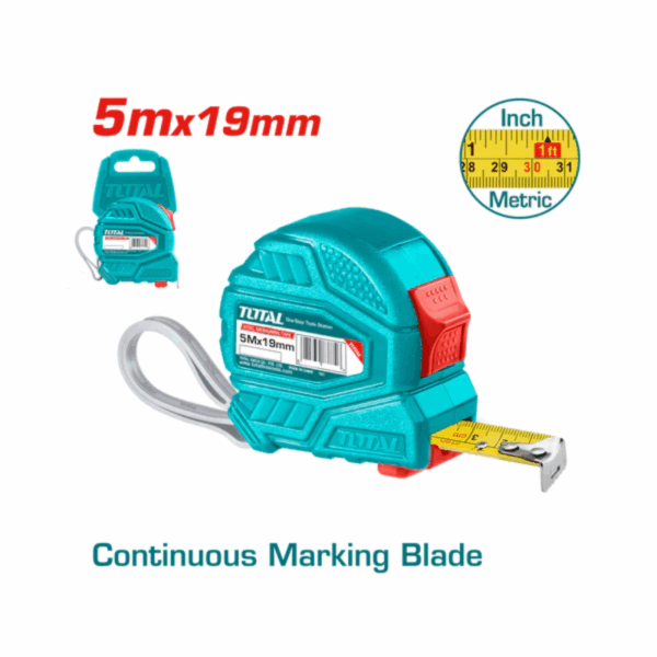 Total Steel Measuring Tape With Double Button 5M X 19Mm Tmt126351