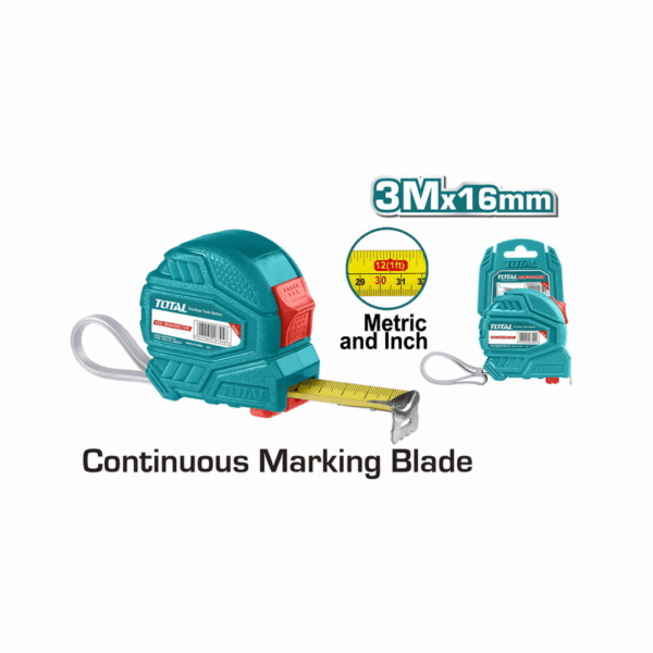 Total Steel Measuring Tape With Double Button 3M X 16Mm Tmt126331