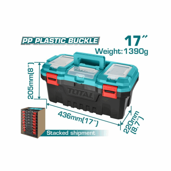 Total Tool Box 17&Quot; Pp Plastic Buckle Empty Tpbx0171