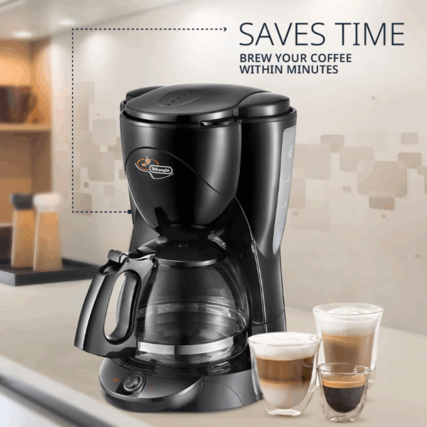 De'Longhi Drip Coffee Maker 1.7L 1000W Black Filter Coffee Machine 10 Cups Plastic Body Icm2.1B