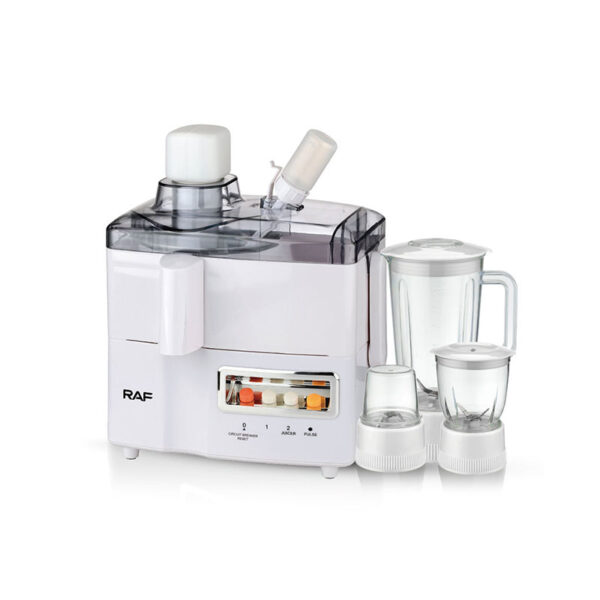 Raf Food Processor 4In1 400W 1.5L Multifunctional Plastic Jar Juicer, Blender, Chopper, Grinder With Full Copper Motor, Low Noise, Smooth Operation R.2819
