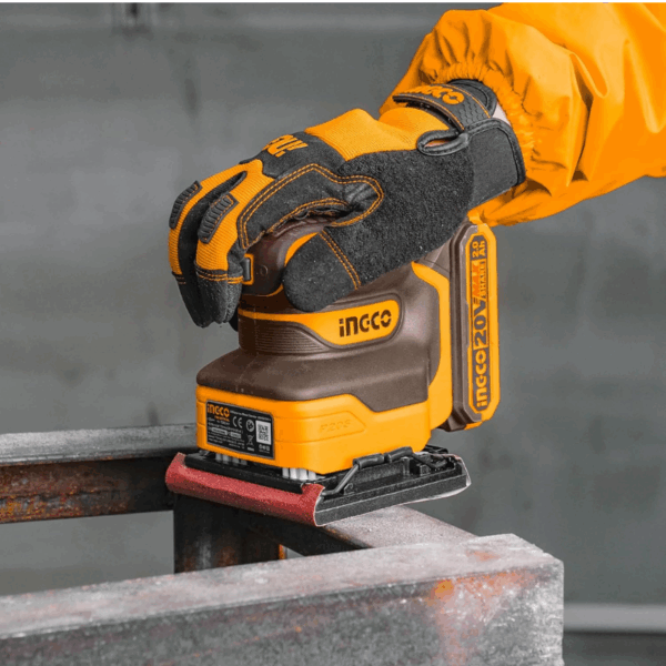 Ingco Cordless Sheet Sander 20V With Battery &Amp; Charger, 5Pcs Sand Paper Cshsli20141