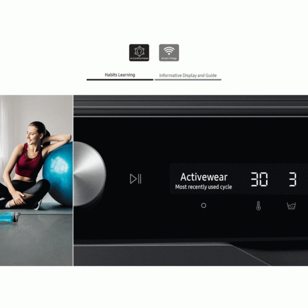 Samsung Washing Machine 21Kg Dryer 12Kg Digital Inverter, Front Load, Eco Bubble, Ai Control, Auto Dispense, Hygiene Steam, Vrt Plus, Black Wd21T6300Gv/Nq