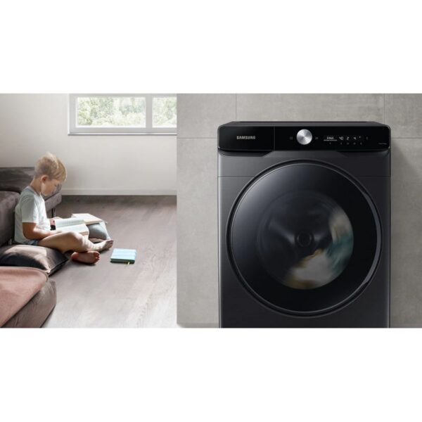 Samsung Washing Machine 21Kg Dryer 12Kg Digital Inverter, Front Load, Eco Bubble, Ai Control, Auto Dispense, Hygiene Steam, Vrt Plus, Black Wd21T6300Gv/Nq