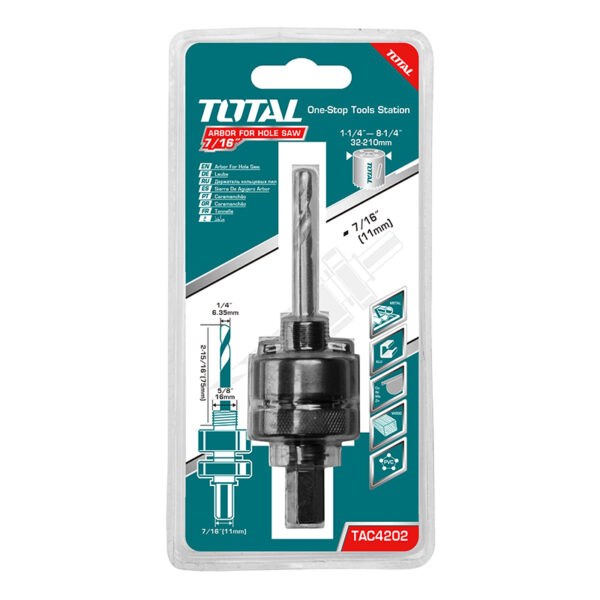 Total Hole Saw Arbor Hex Shank 32Mm To 210Mm Tac4202