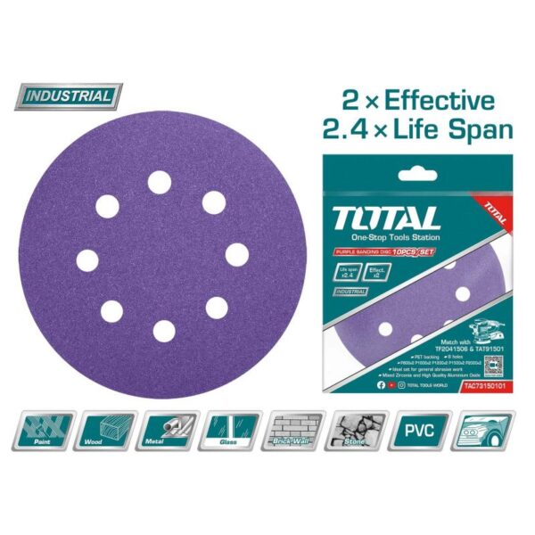Total Sand Paper For Random Orbit Sander 150Mm 10Pcs Tac73150101