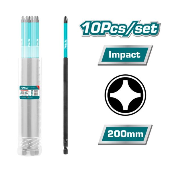 Total Screw Driver Bit Impact 200Mm 10Pcs Set Tacim16Ph283